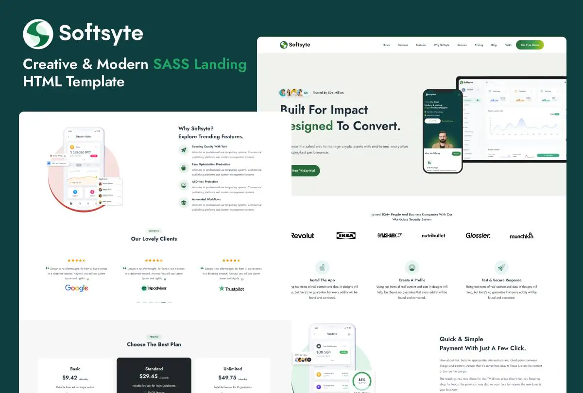 Softsyte - SASS Landing Bootstrap5 HTML Template