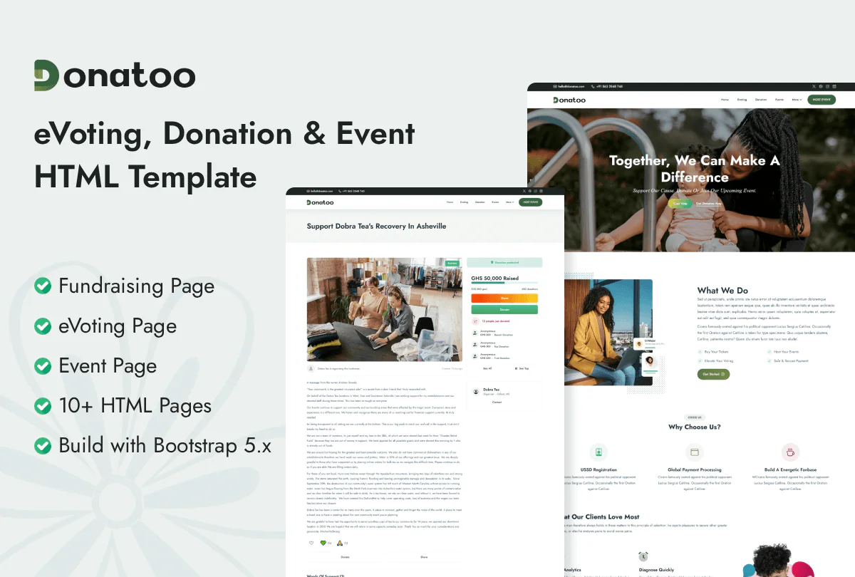 Donatoo - eVoting, Donation & Event HTML Template